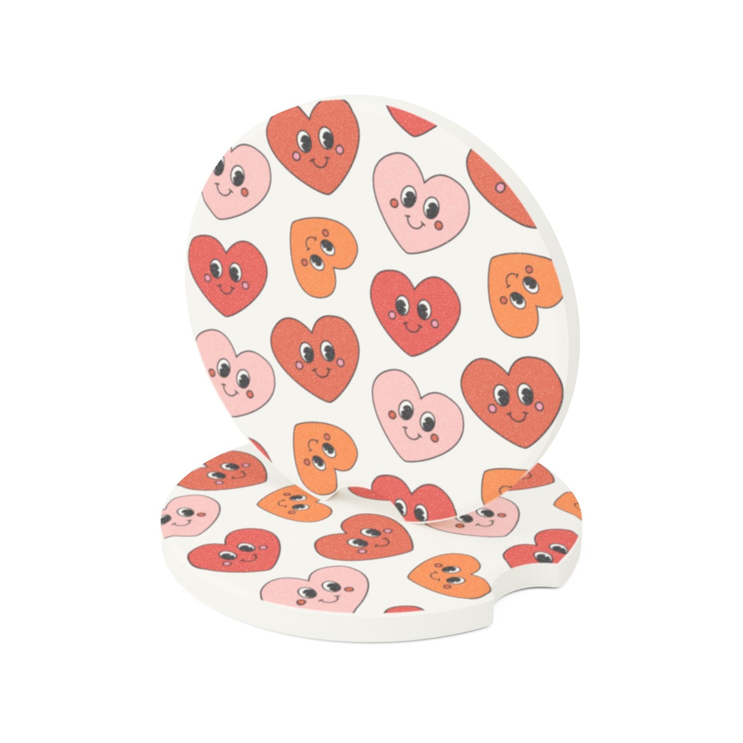 Smiley Heart Car Coaster, Daisy Print Car Coaster | Cute Car Accessory | Fun Gift for Friends & Family | Stocking Stuffer