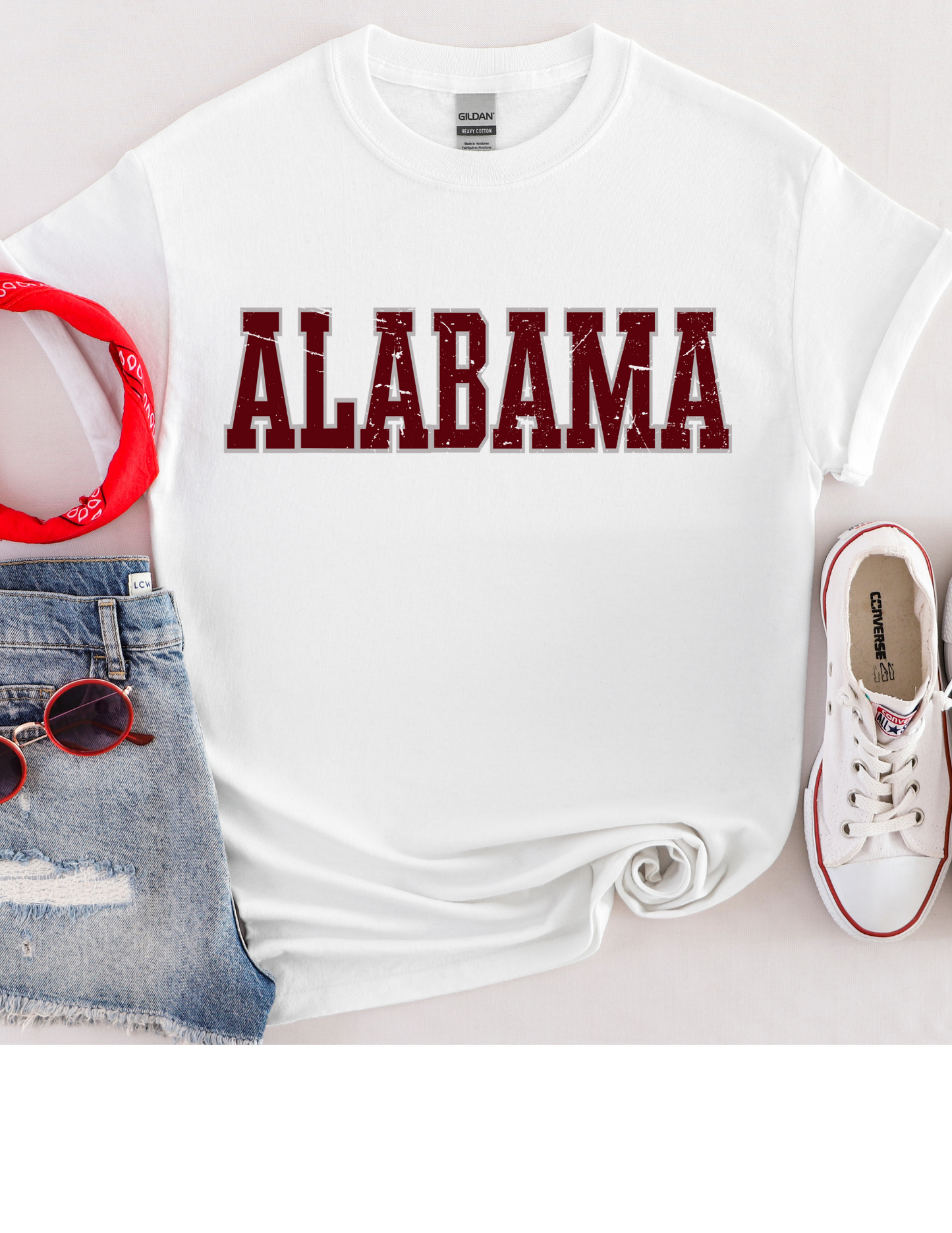 Alabama Distressed Varsity Tee | Vintage Crimson Game Day Shirt | Southern Spirit Unisex T-Shirt | Retro College Style | Game Day Gear