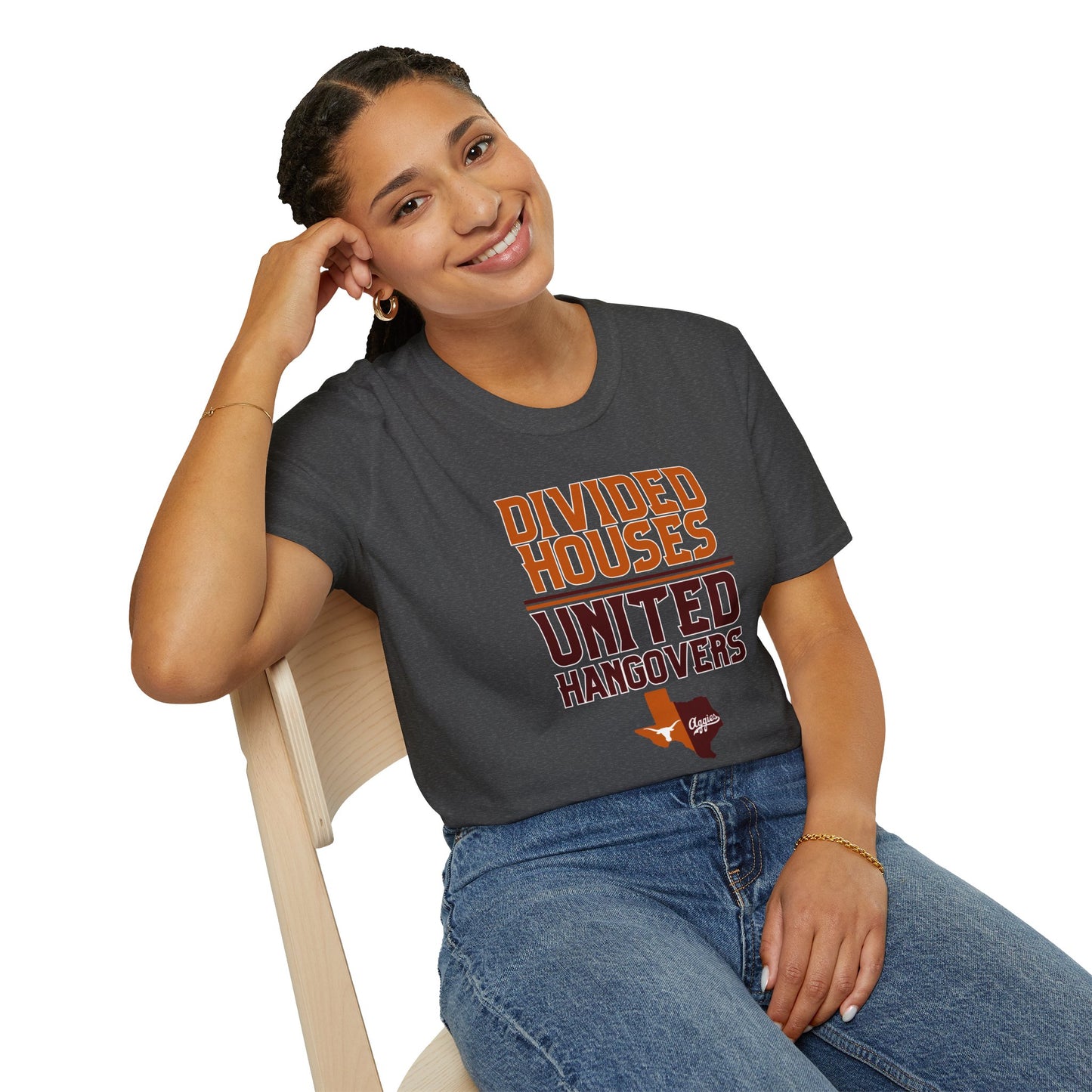 Divided Houses United Hangovers Texas Rivalry T-Shirt, Perfect for Longhorns and Aggies, Lonestar Showdown, House Divided