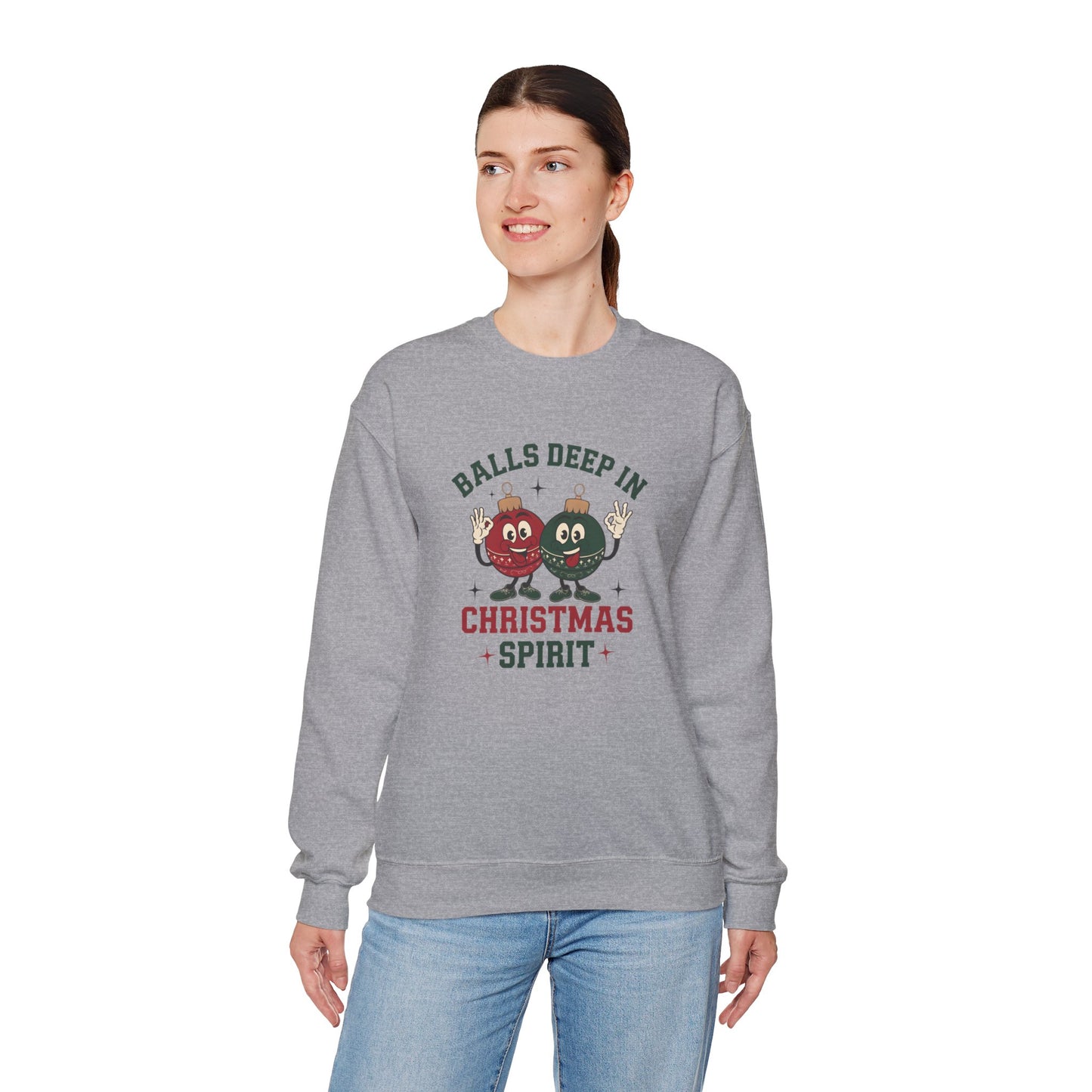 Funny Christmas Sweatshirt, Balls Deep Christmas, Winter Apparel, Unisex Crewneck, Festive Sweatshirt, Christmas Spirit, Humor Clothing