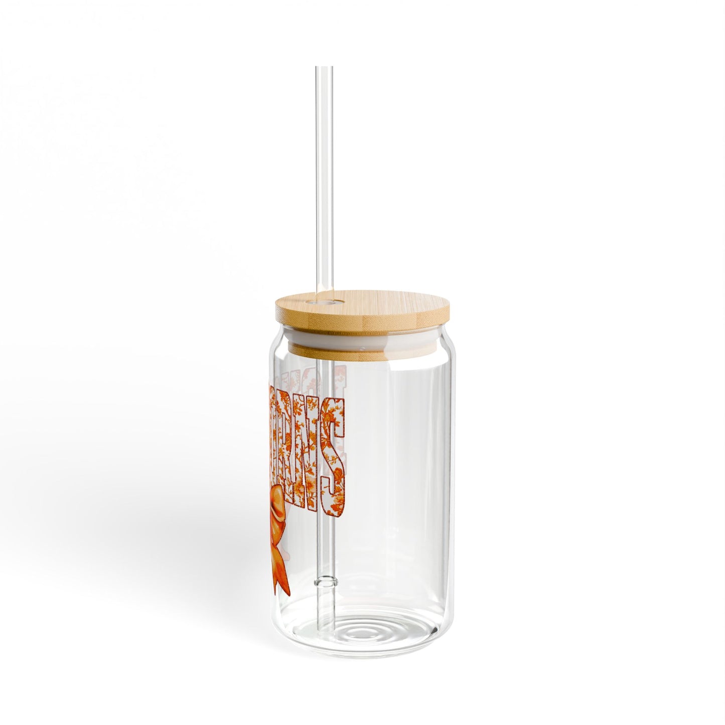 Adorable University of Texas Longhorns 16oz Glass with Cute Bow Design | Glass Tumbler with straw, Longhorn Tumbler, UT Glass Tumbler