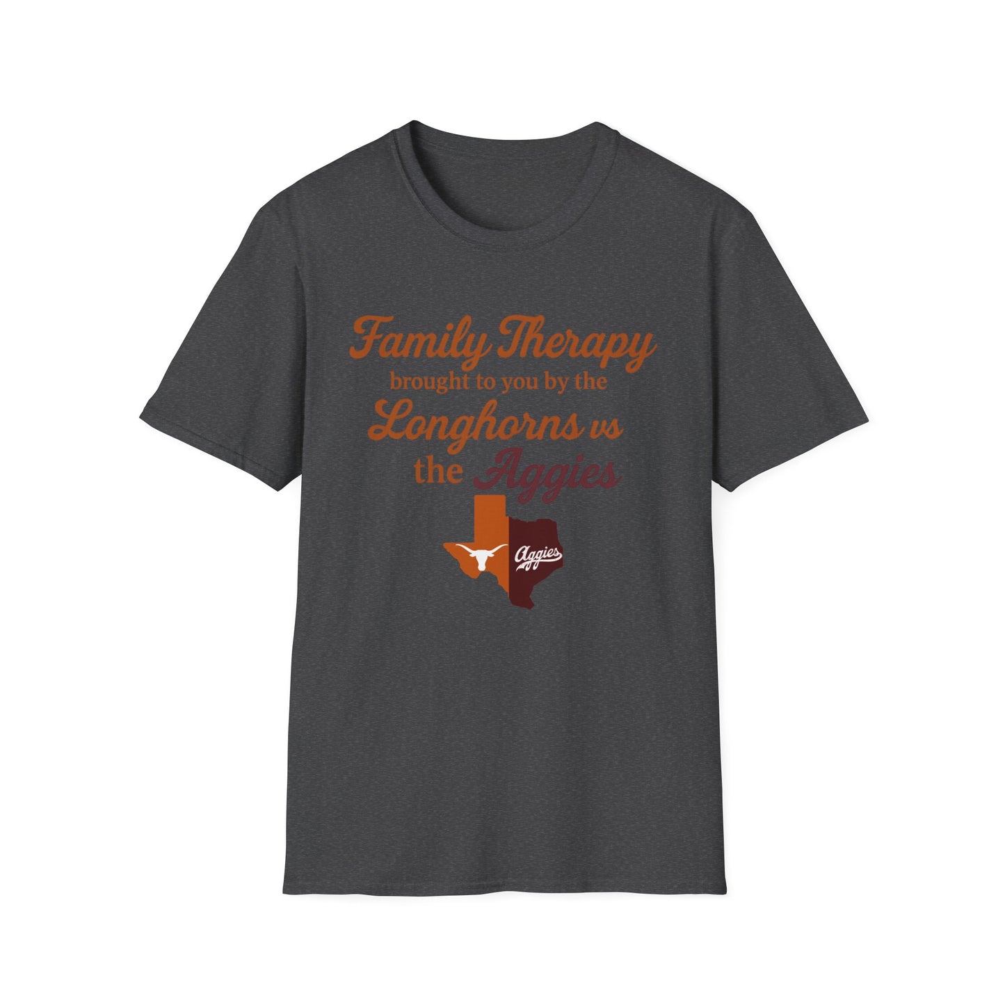 Family Therapy: Longhorns vs. Aggies Tee – Texas Rivalry Game Day Shirt