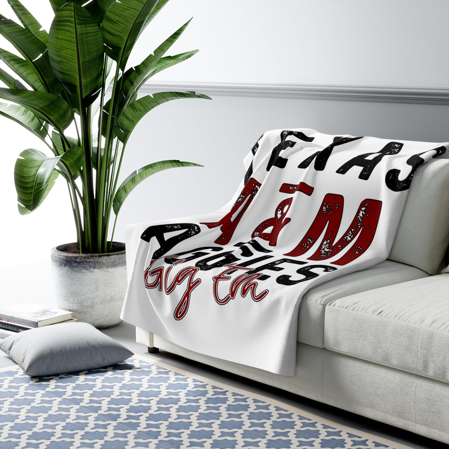 Aggies Sherpa Fleece Blanket, Cozy Throw for Home, Gift for Texas Fans, Texas Blanket, Dorm Accessory