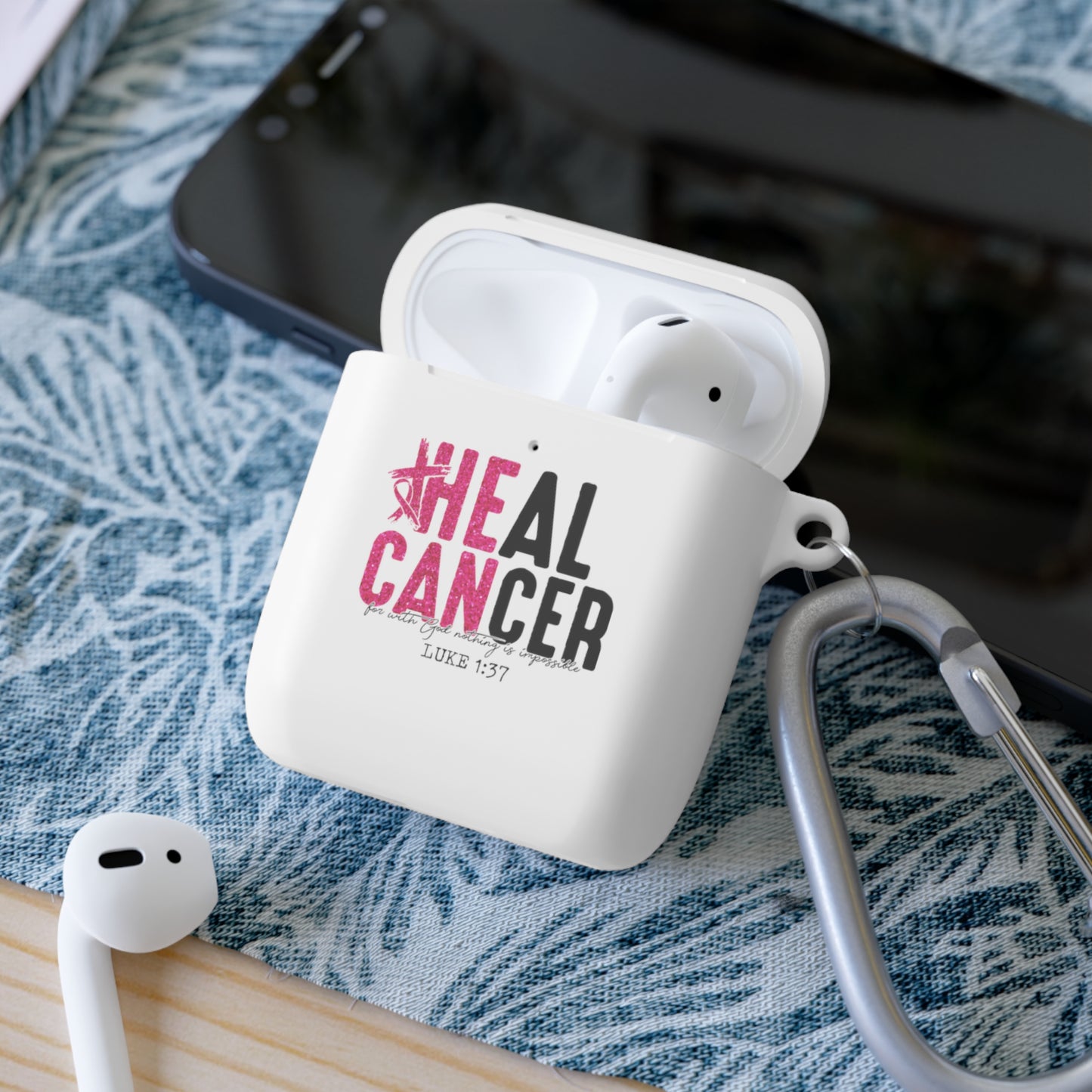 Cancer Awareness AirPods Case Cover, Pink Ribbon Design, Gift for Cancer Fighters, Supportive Tech Accessory, Breast Cancer Month