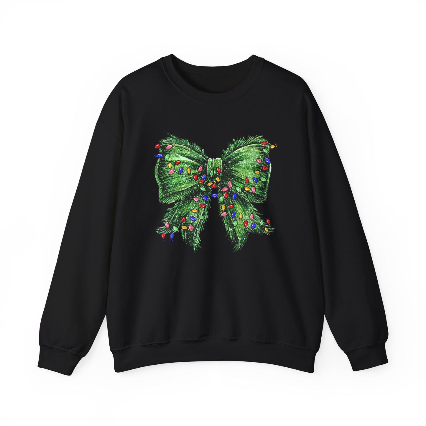 Festive Green Christmas Bow Lights Sweatshirt