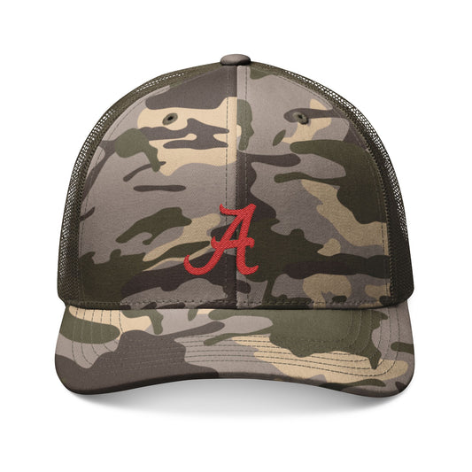 University of Alabama Roll Tide Embroidered Camouflage Trucker Hat, Crimson Tide Camo Baseball Hat, Alabama Fan Gift, Sports Team