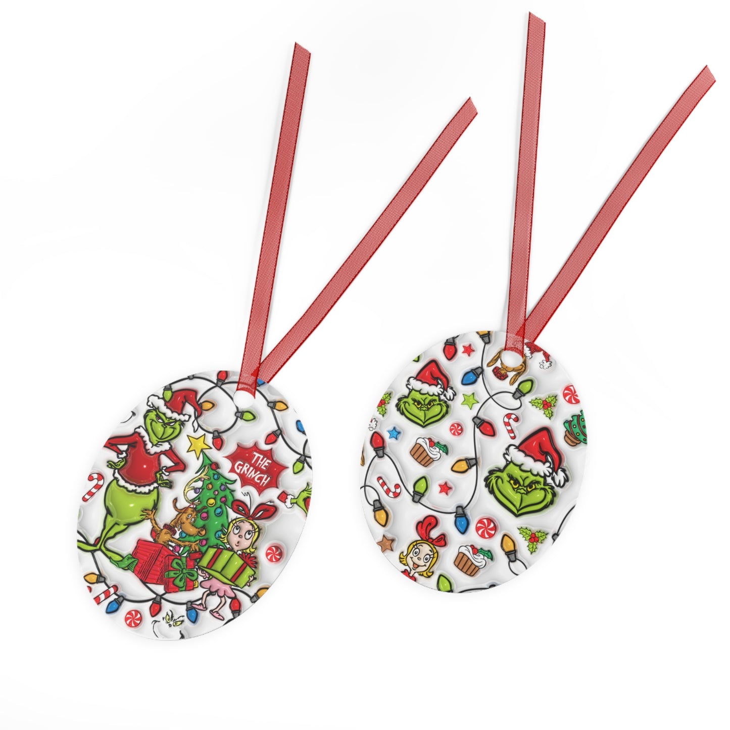 Whimsical Christmas Ornament, Christmas Double Sided Decoration Metal Ornaments, Holiday Home Decor, Tree Ornaments, Festive Xmas Gift, Grumpy Green Man Christmas