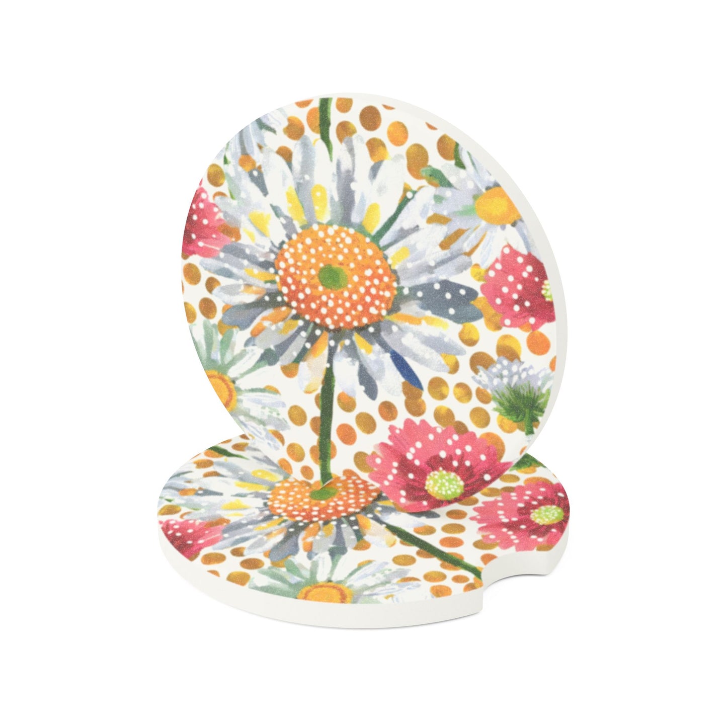 Daisy Car Coaster, Daisy Print Car Coaster | Cute Car Accessory | Fun Gift for Friends & Family | Vehicle Accessories, Car Coaster