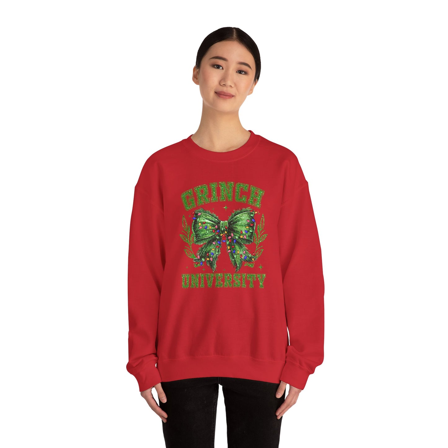 Festive Green Mischief University Christmas Sweatshirt, Funny Xmas Apparel, Mean One, Comfy Fleece