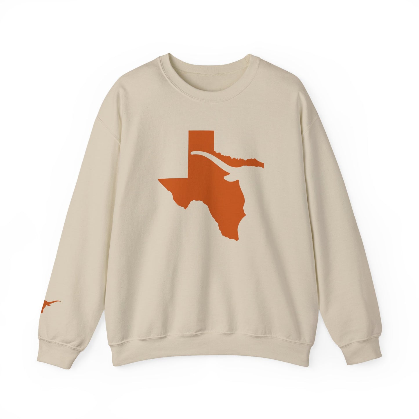 Texas Sweatshirt | Longhorn Sleeve Print, Texas Crewneck | Printed Sleeve Game Day Sweatshirt | Student Gift | Alumni Gear