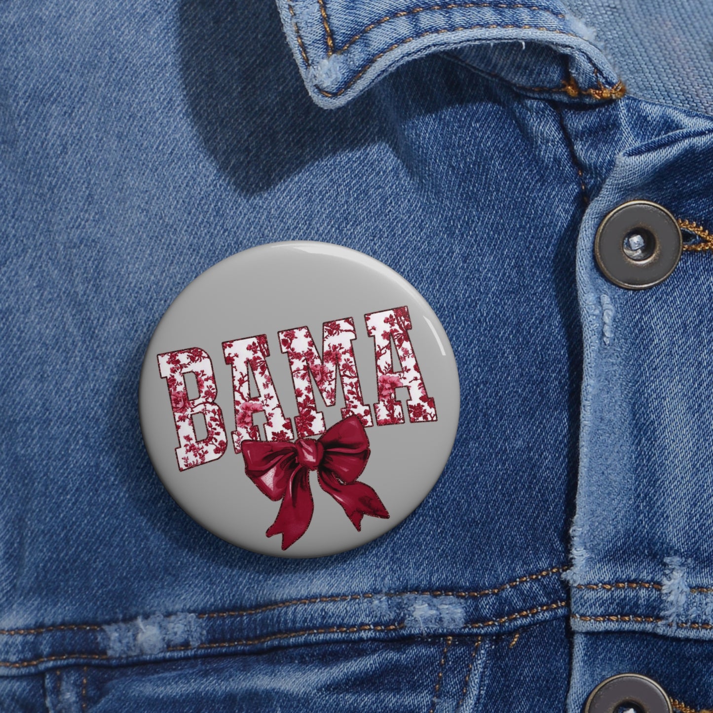 University of Alabama BAMA Floral Button Pin | Crimson Tide Game Day Accessory, Game Day Pin