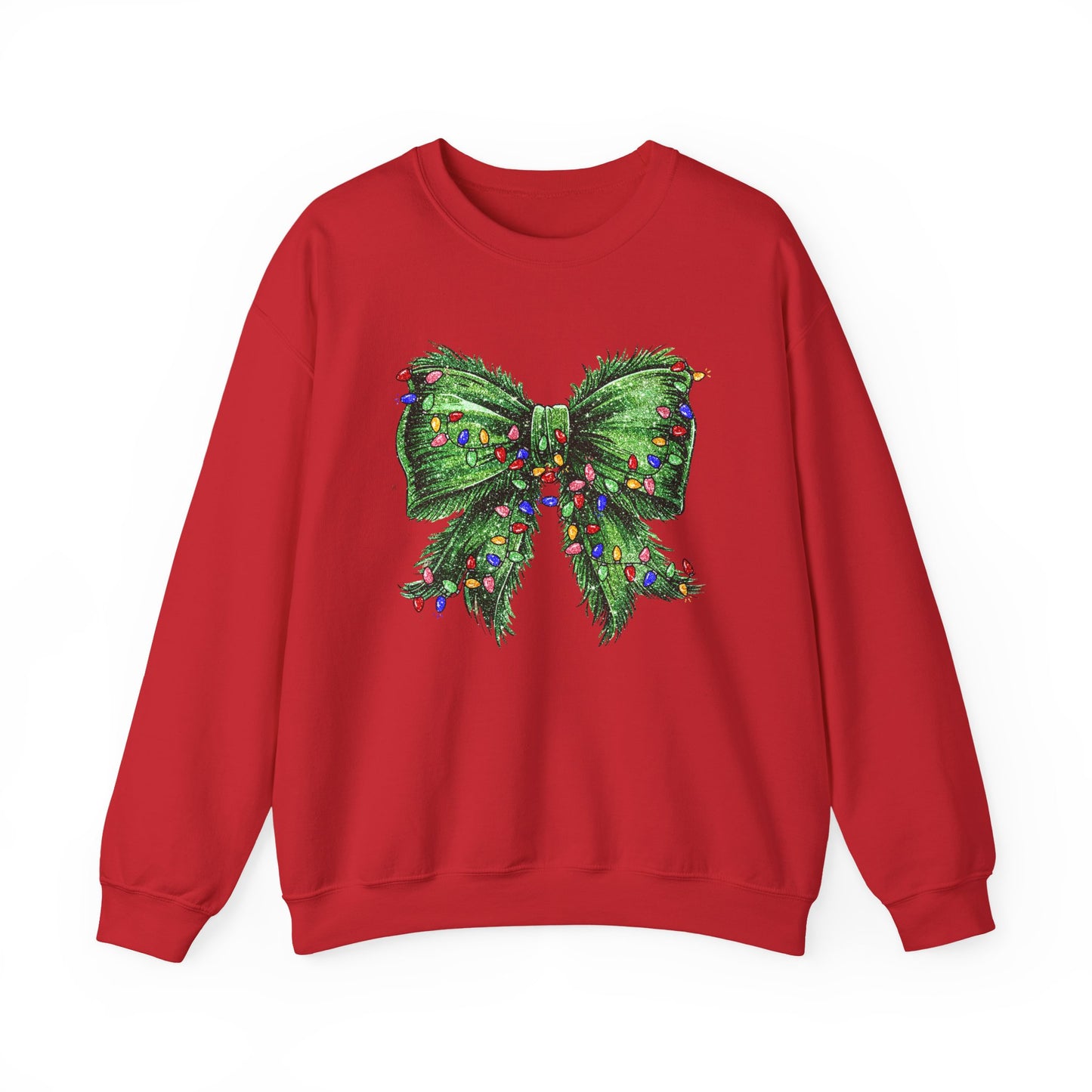 Festive Green Christmas Bow Lights Sweatshirt