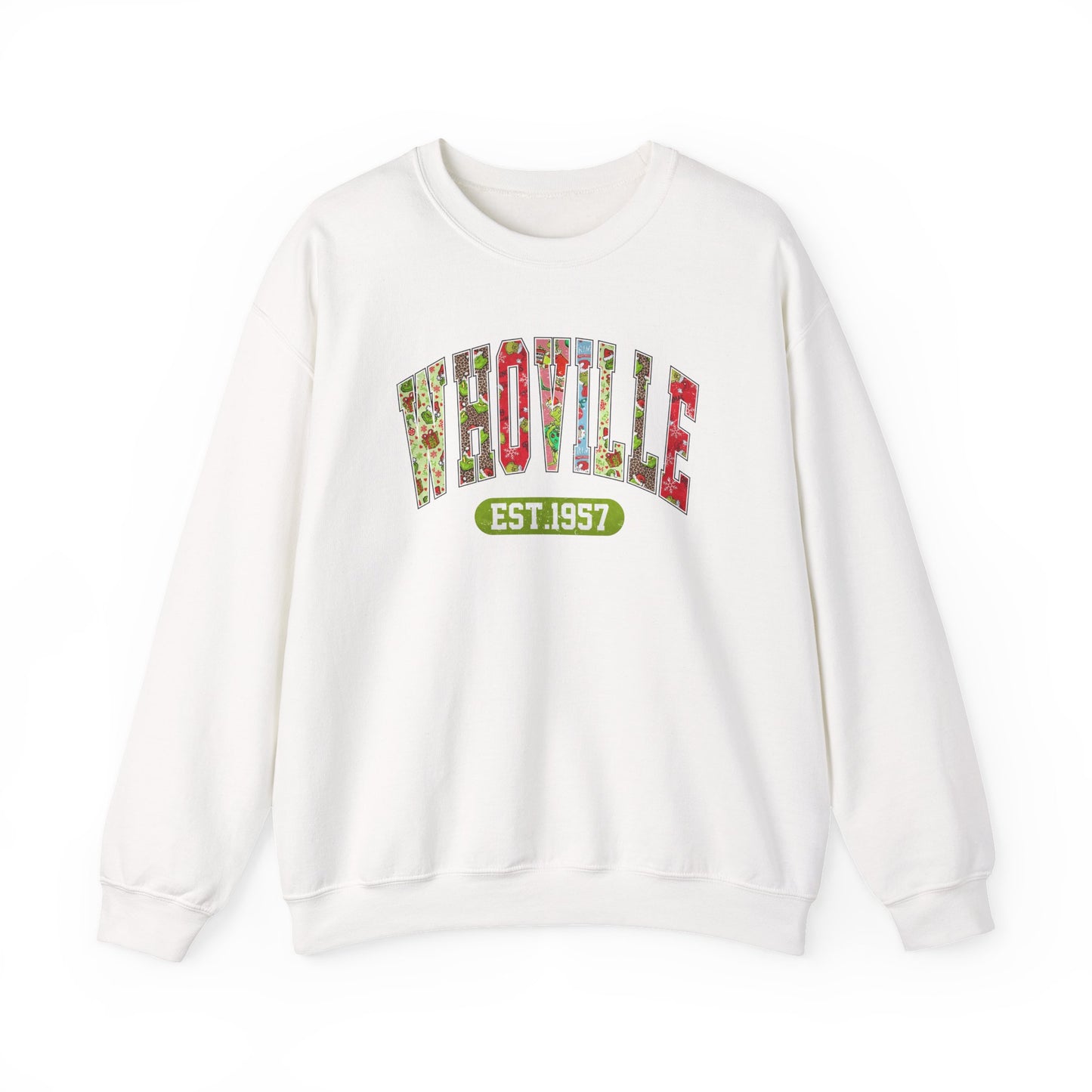 Whoville EST.1957 Holiday Crewneck Sweatshirt, Holiday Sweatshirt, Funny Winter Gear