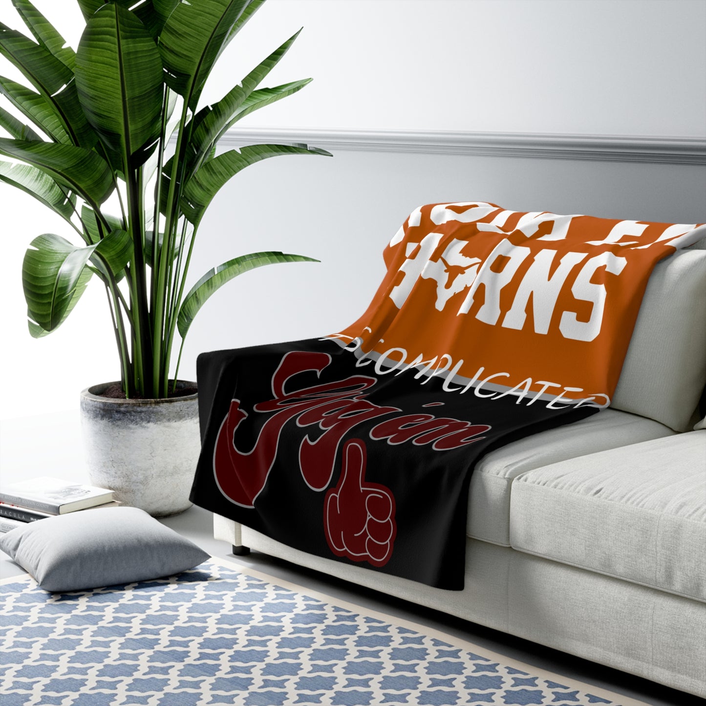 It’s Complicated Sherpa Blanket | Texas Rivalry Throw | Cozy House Divided Gift