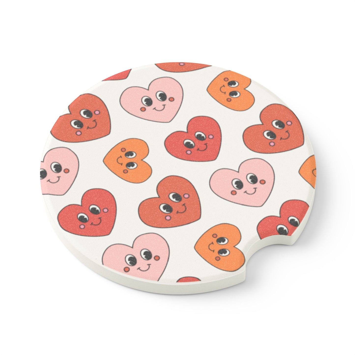 Smiley Heart Car Coaster, Daisy Print Car Coaster | Cute Car Accessory | Fun Gift for Friends & Family | Stocking Stuffer