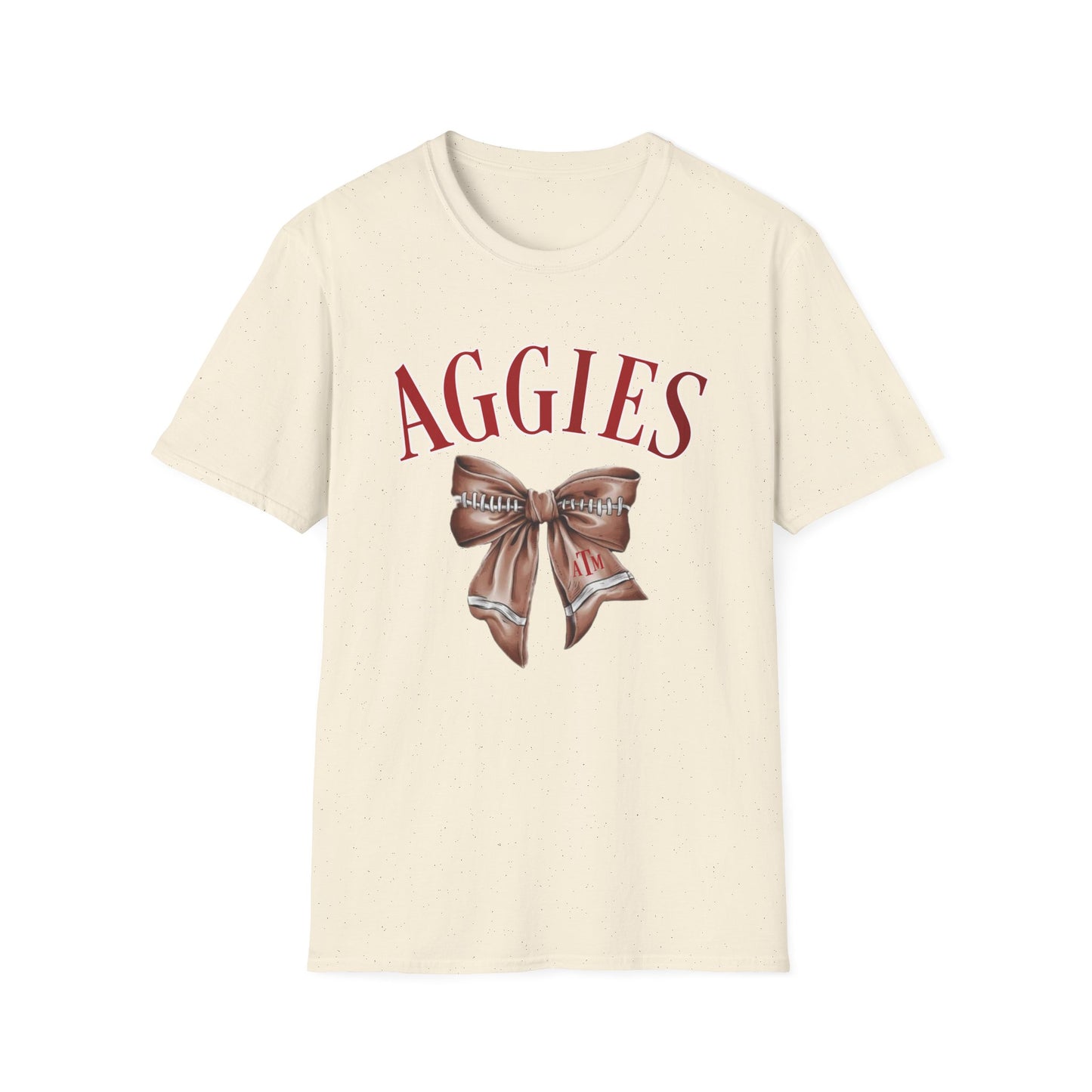 Aggies Bow Graphic Unisex Softstyle T-Shirt | Perfect for Holidays, Game Days, College Events, Gifts, Fan Gear