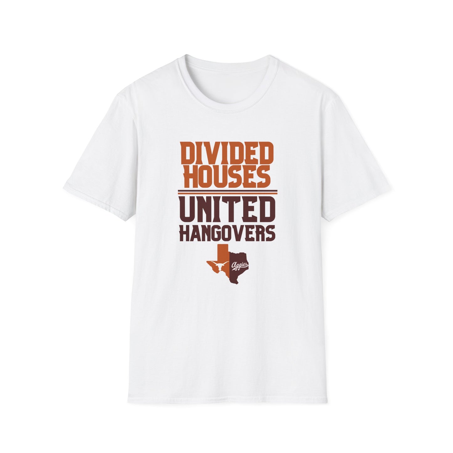 Divided Houses United Hangovers Texas Rivalry T-Shirt, Perfect for Longhorns and Aggies, Lonestar Showdown, House Divided