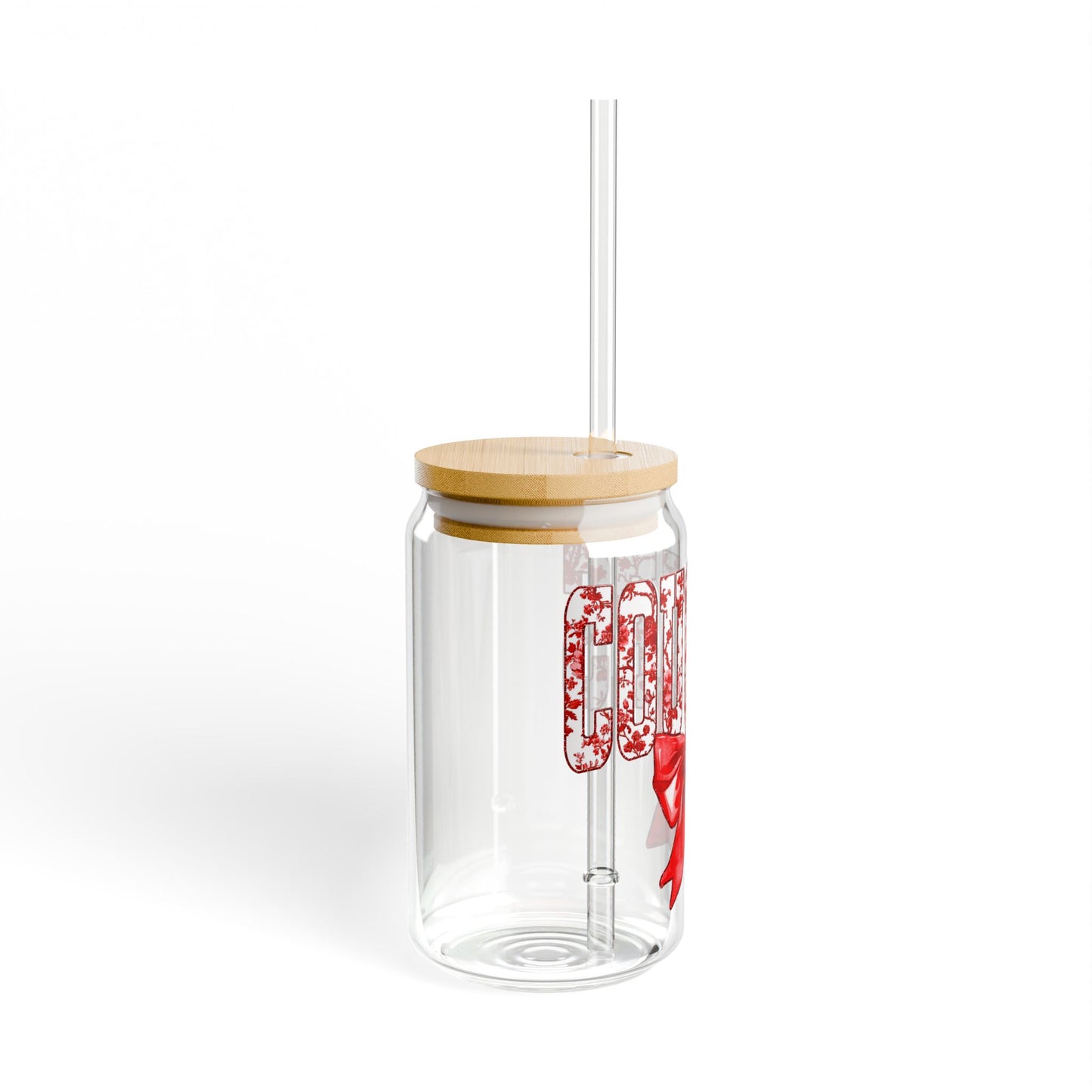 University of Houston 16oz Glass with Cute Bow | Cougar Tumbler, U of H Cougars Glass Tumbler, Cougars Glass Tumbler