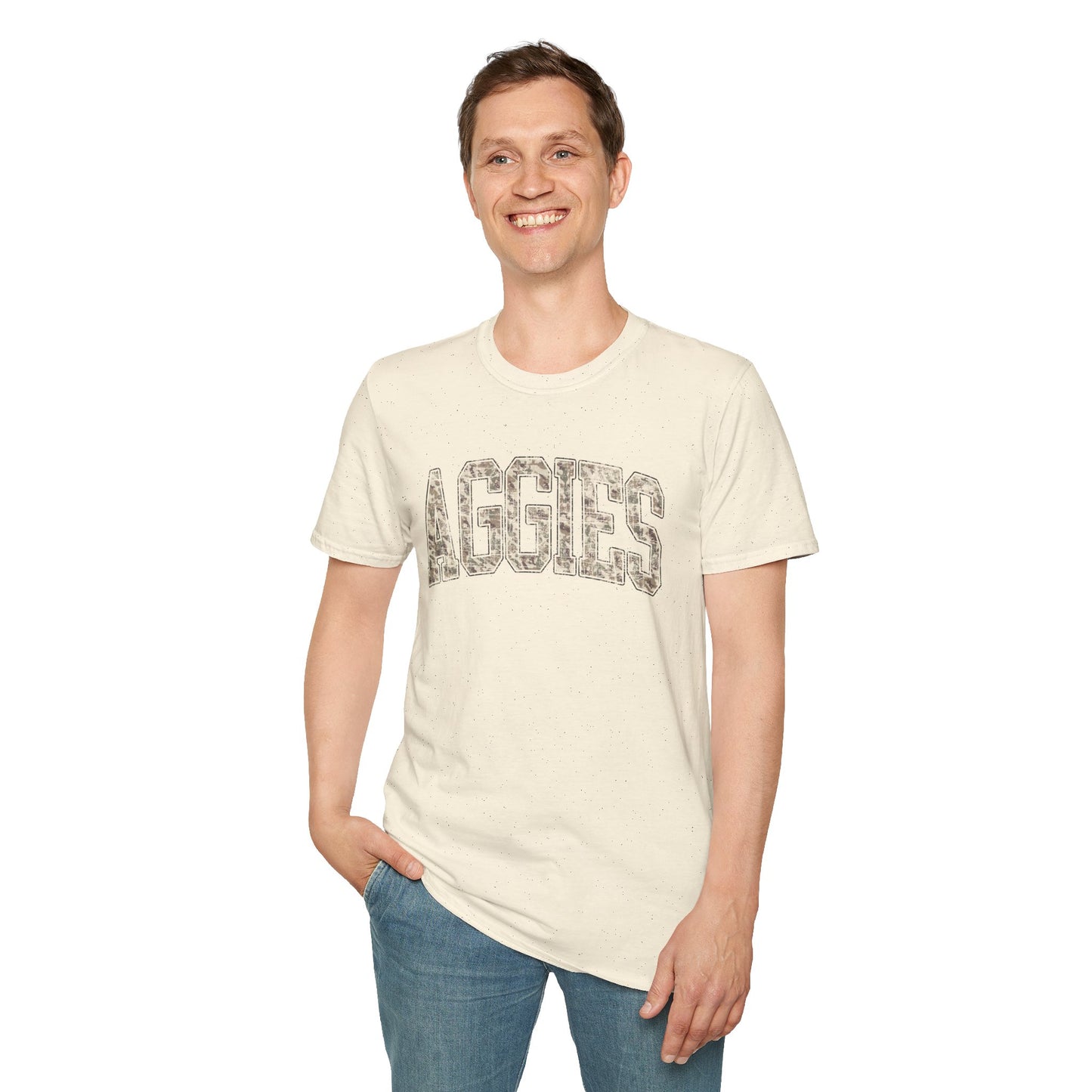 Aggies Camo SoftStyle T-Shirt | Distressed Hunting Style | Maroon Game Day Apparel |  Aggies T-Shirt