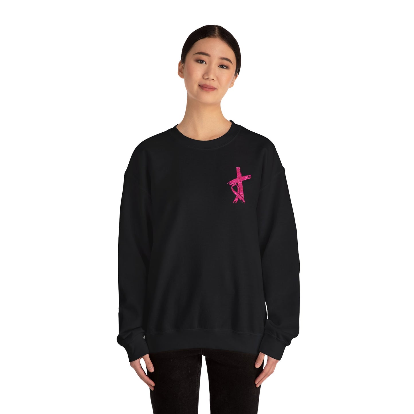 Breast Cancer Awareness, Find the Cure, Inspirational Crewneck Sweatshirt, Faith-Based Fashion, Motivational Gift, Christian Luke 1:37