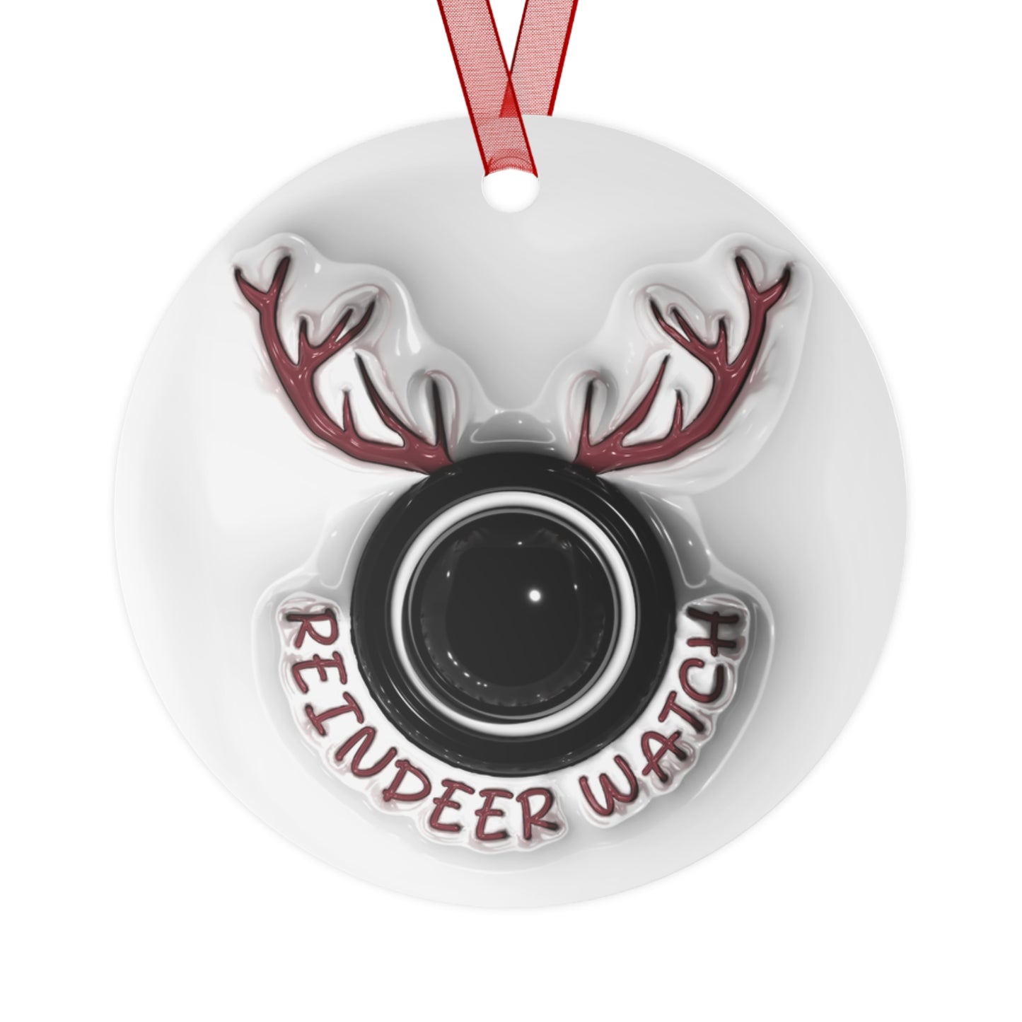 North Pole Surveillance & Reindeer Watch Metal Ornaments Christmas Decor, Holiday Tree Decoration, Ornament Set, Festive Home