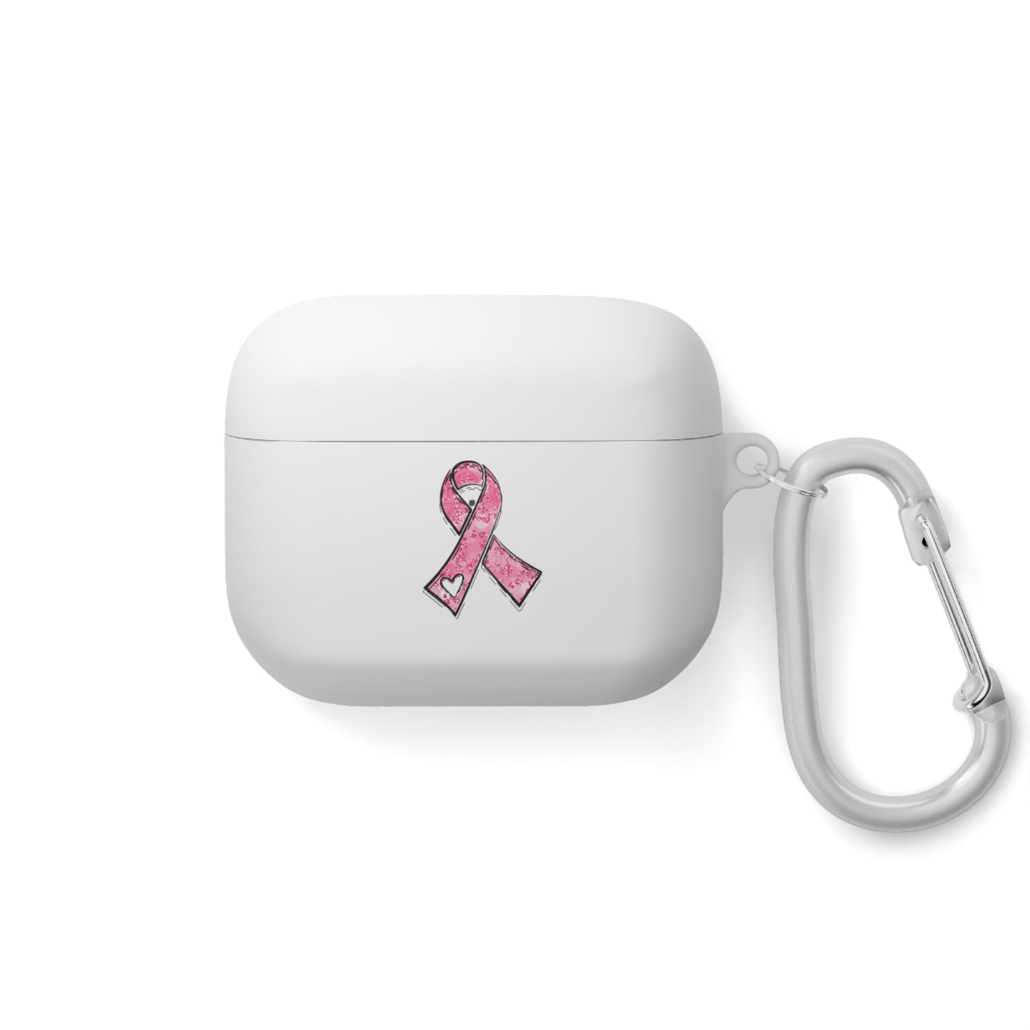 Cancer Awareness AirPods Case Cover, Pink Ribbon Design, Gift for Cancer Fighters, Supportive Tech Accessory, Breast Cancer Month