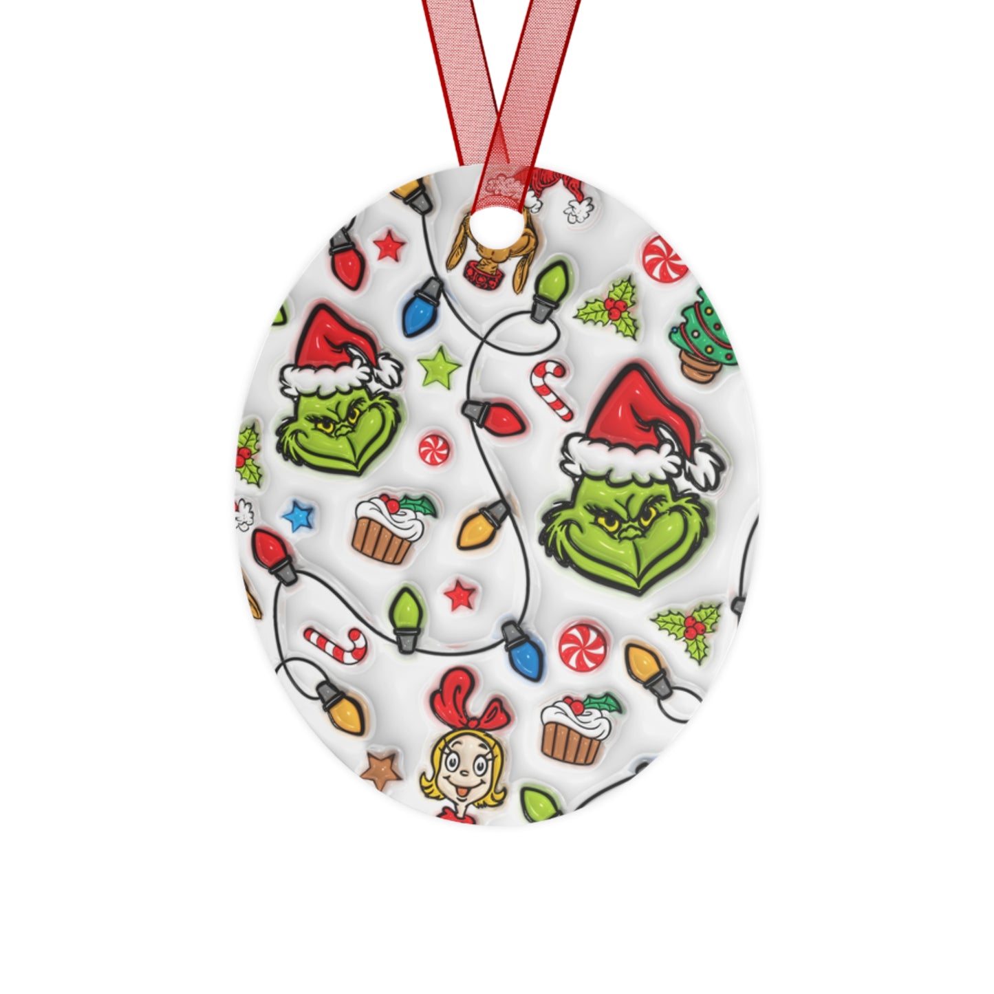 Whimsical Christmas Ornament, Christmas Double Sided Decoration Metal Ornaments, Holiday Home Decor, Tree Ornaments, Festive Xmas Gift, Grumpy Green Man Christmas