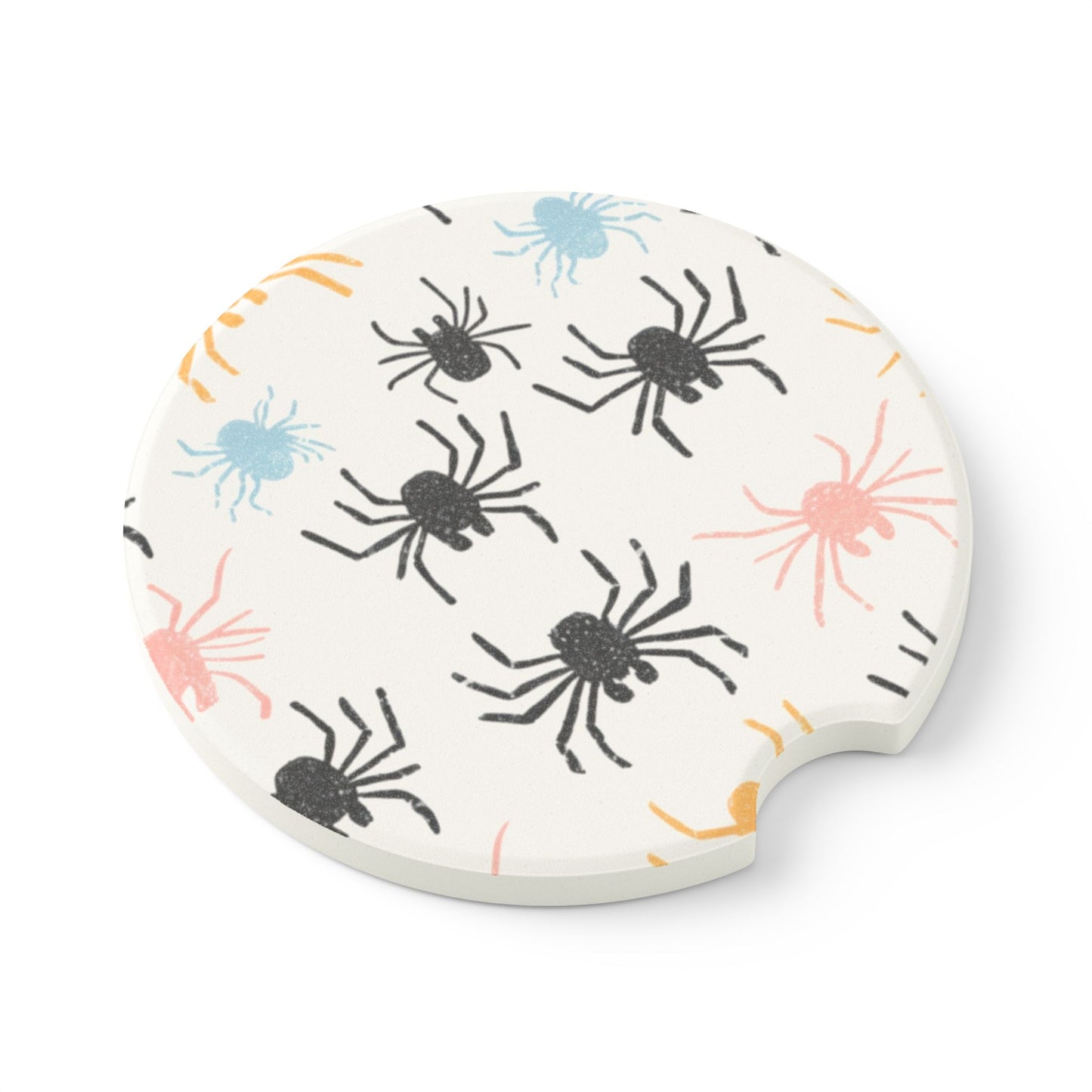 Spooky Halloween Car Coasters, Set of 2 Cup Holder Inserts, Spider Design Auto Accessories, Vehicle Interior Decor, Gift for Arachnid Fans,