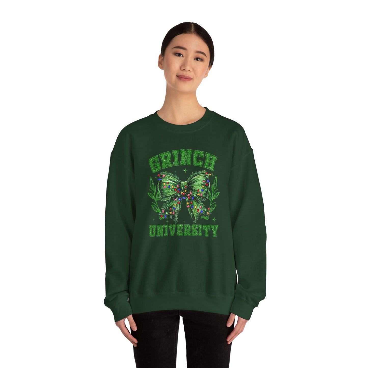 Festive Green Mischief University Christmas Sweatshirt, Funny Xmas Apparel, Mean One, Comfy Fleece