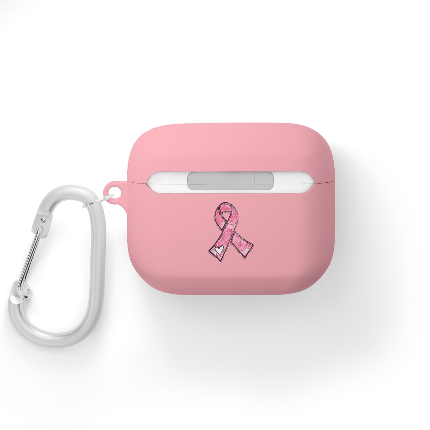 Cancer Awareness AirPods Case Cover, Pink Ribbon Design, Gift for Cancer Fighters, Supportive Tech Accessory, Breast Cancer Month