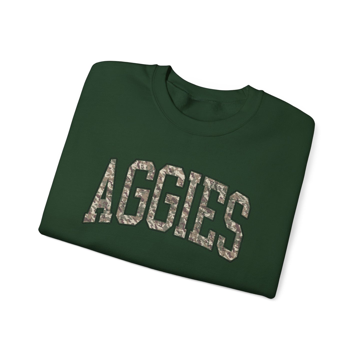 Aggies Camo Crewneck Sweatshirt | Distressed Hunting Style | Maroon Game Day Apparel | Aggies Sweatshirt