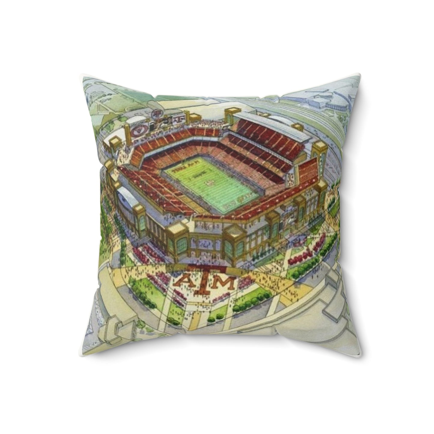 Aggies Stadium Faux Suede Pillow | Kyle Field Watercolor Throw Pillow | College Game Day Home Décor, Dorm Accessory