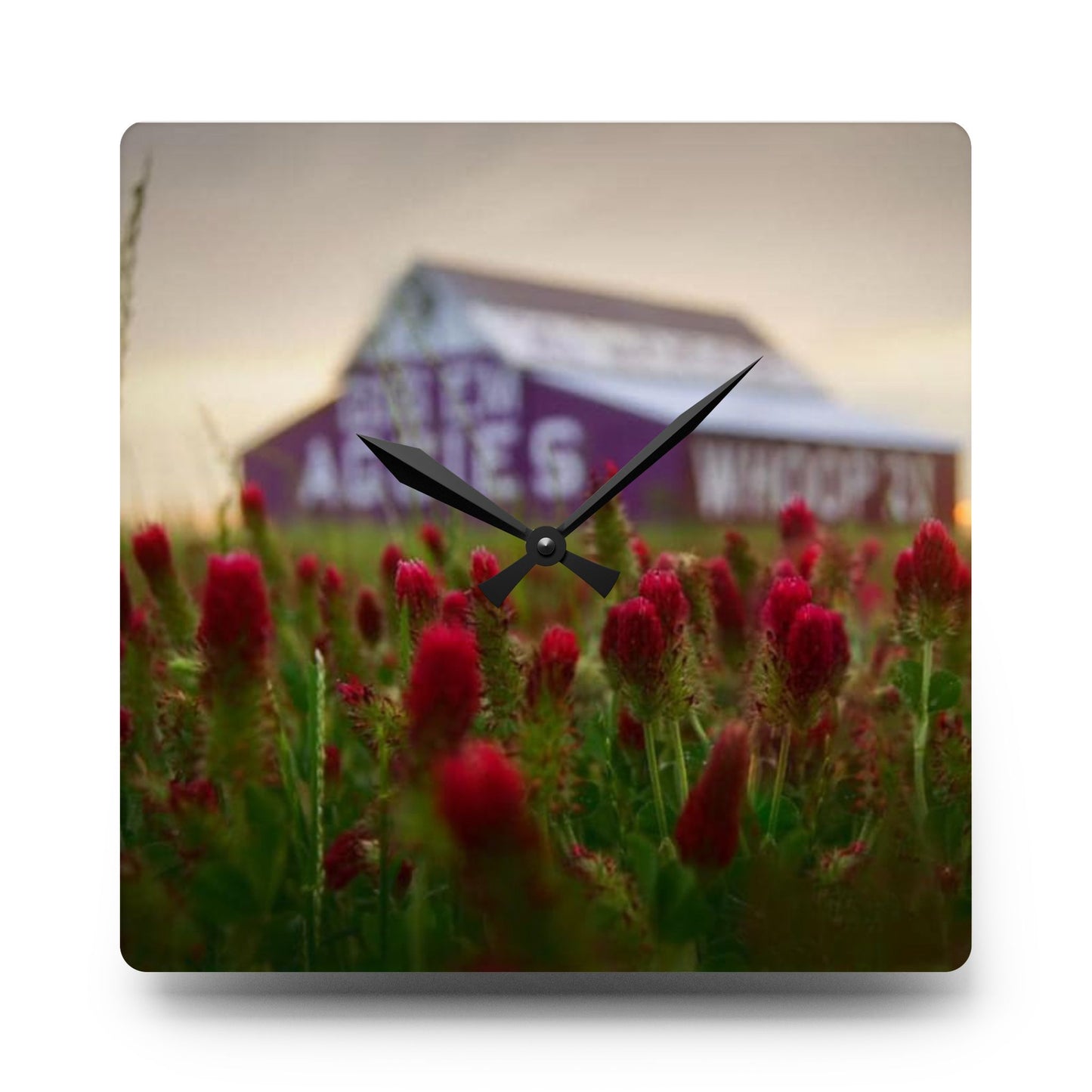 Aggie Barn Acrylic Wall Clock | Aggie Floral Clock | Rustic Farmhouse Home Décor | Gift Idea, Aggie Dorm Decor