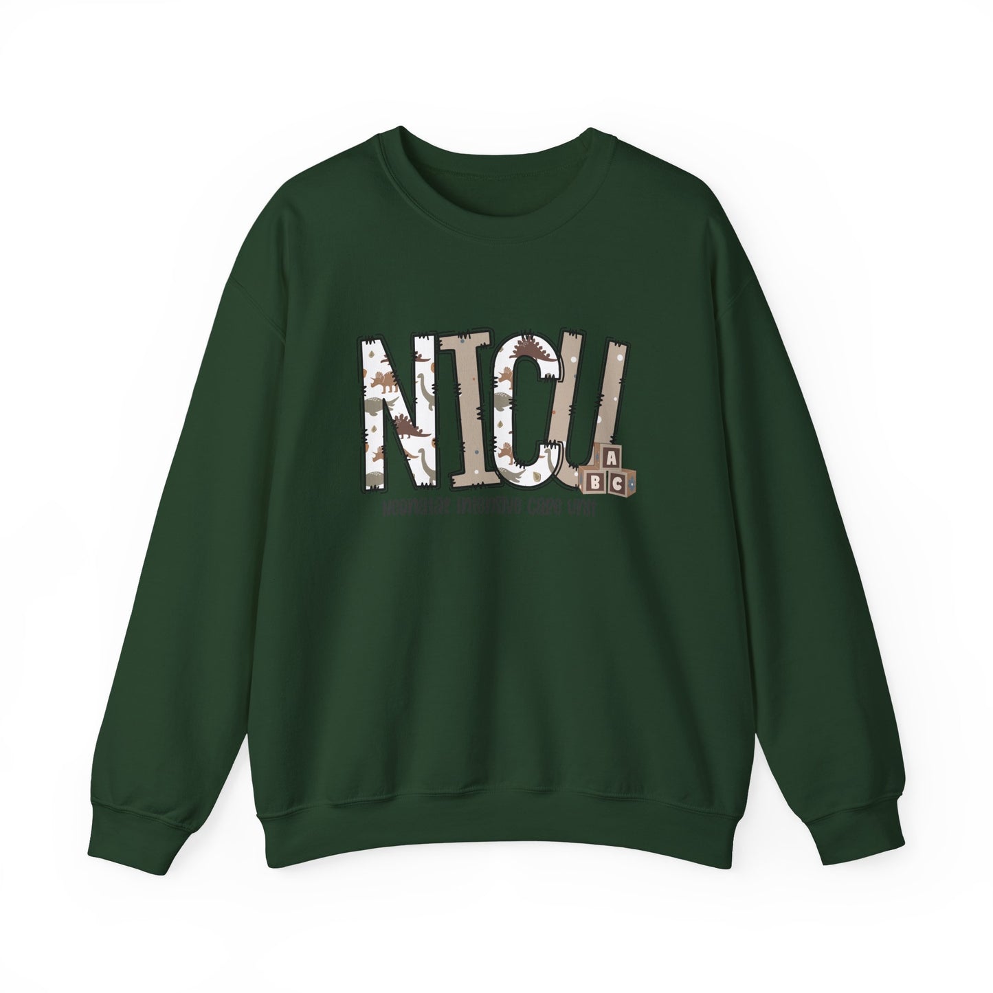 NICU Dino Nurse Crewneck Sweatshirt - Healthcare Worker Gift, Hospital Apparel, Medical Professional Clothing, Nurse Appreciation, RN Gift