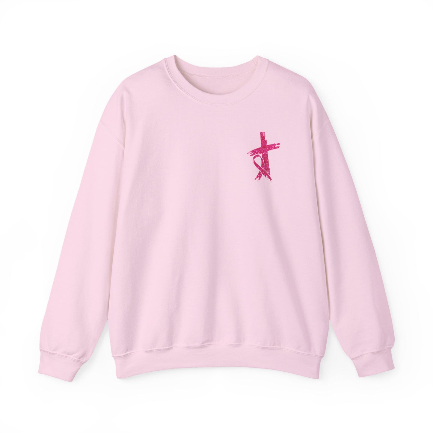 Breast Cancer Awareness, Find the Cure, Inspirational Crewneck Sweatshirt, Faith-Based Fashion, Motivational Gift, Christian Luke 1:37