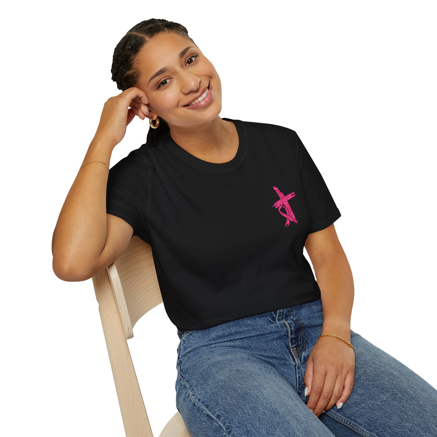 Breast Cancer Awareness, Breast Cancer, Faith, Hope Cure Inspired Softstyle T-Shirt, Inspirational Gift, Cancer Awareness Shirt, Luke 1:37