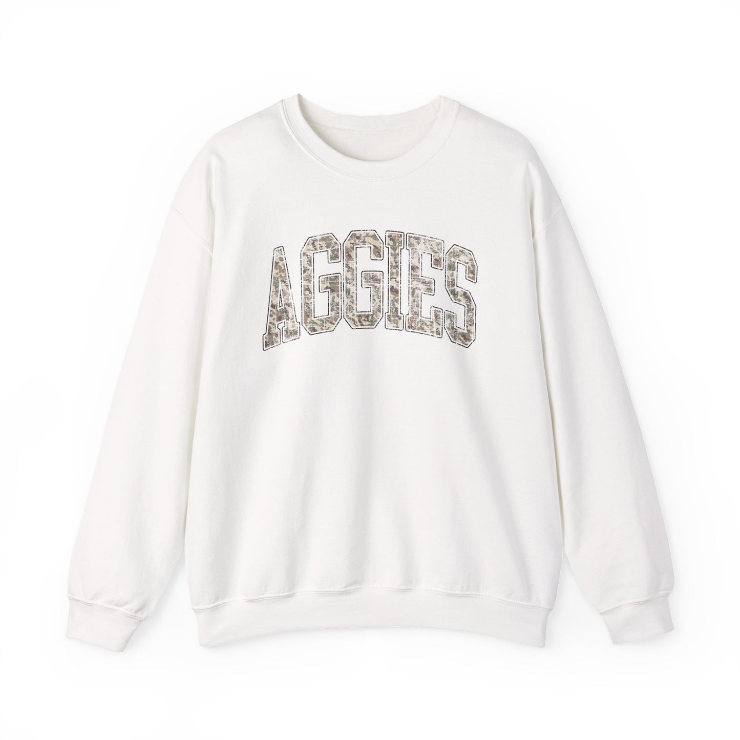 Aggies Camo Crewneck Sweatshirt | Distressed Hunting Style | Maroon Game Day Apparel | Aggies Sweatshirt