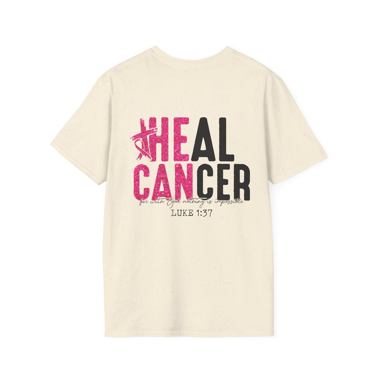 Breast Cancer Awareness, Breast Cancer, Faith, Hope Cure Inspired Softstyle T-Shirt, Inspirational Gift, Cancer Awareness Shirt, Luke 1:37