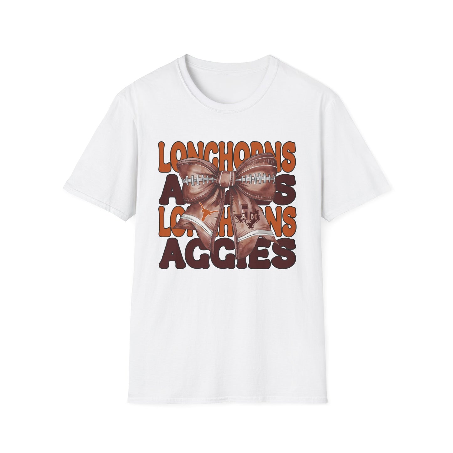 Longhorns vs Aggies Football Bow Tee – House Divided Game Day Shirt