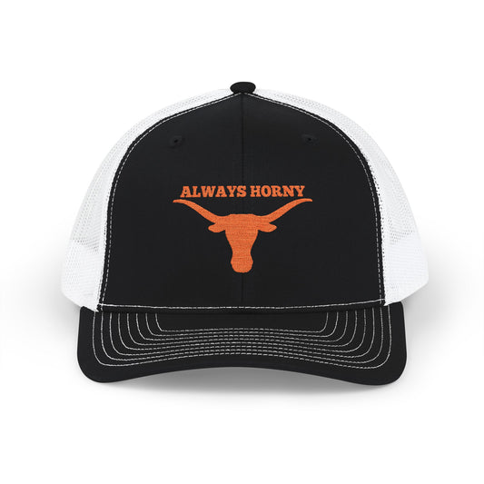Always Horny Snapback Trucker Cap, Funny Hat Gift, Embroidered Cap, Outdoor Accessories, Student Gift