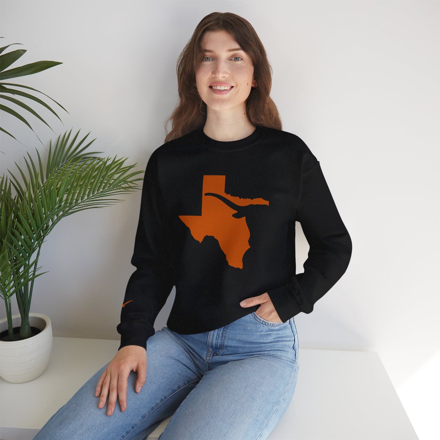 Texas Sweatshirt | Longhorn Sleeve Print, Texas Crewneck | Printed Sleeve Game Day Sweatshirt | Student Gift | Alumni Gear