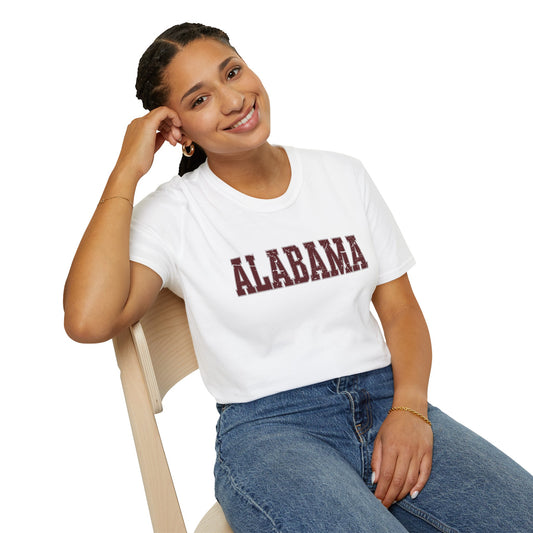 Alabama Distressed Varsity Tee | Vintage Crimson Game Day Shirt | Southern Spirit Unisex T-Shirt | Retro College Style | Game Day Gear