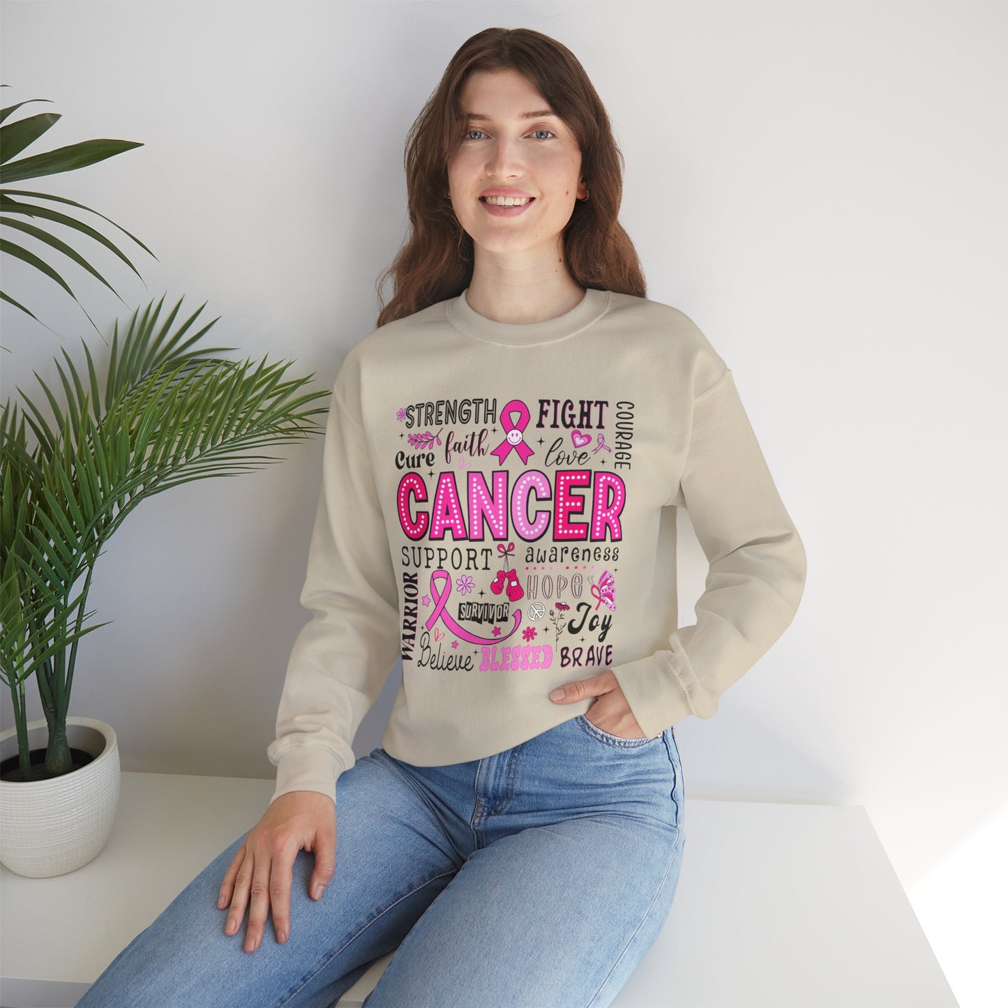 Breast Cancer Awareness, Find the Cure, Inspirational Crewneck Sweatshirt, Faith-Based Fashion, Motivational Gift