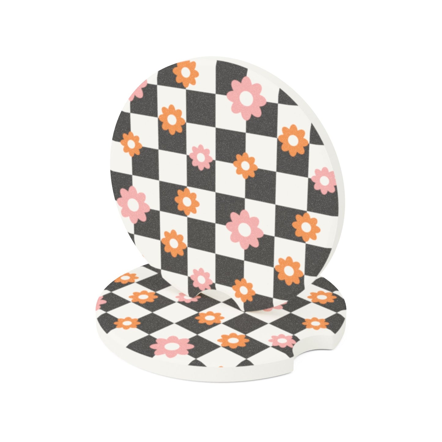 Daisy Car Coaster, Daisy Print Car Coaster | Cute Car Accessory | Fun Gift for Friends & Family | Stocking Stuffer, Car Coaster