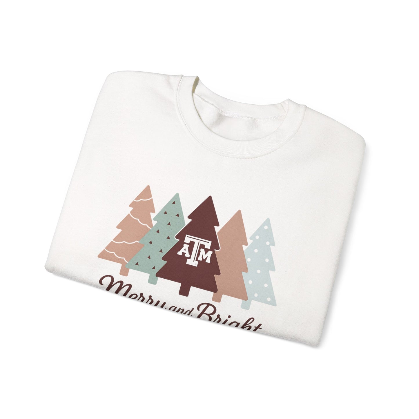Merry & Bright Aggies Christmas Sweatshirt | Holiday Trees Crewneck