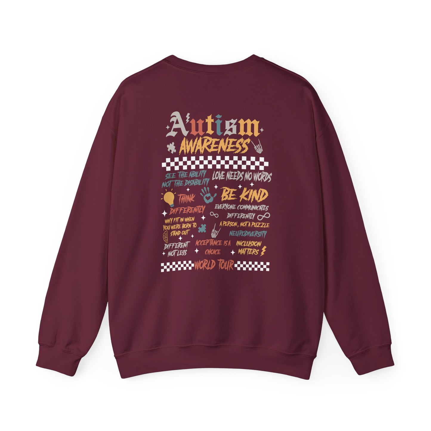 Autism Awareness Crewneck Sweatshirt, Unisex Sweatshirt, Gift for Autism Support, Love Needs No Words, Awareness Apparel