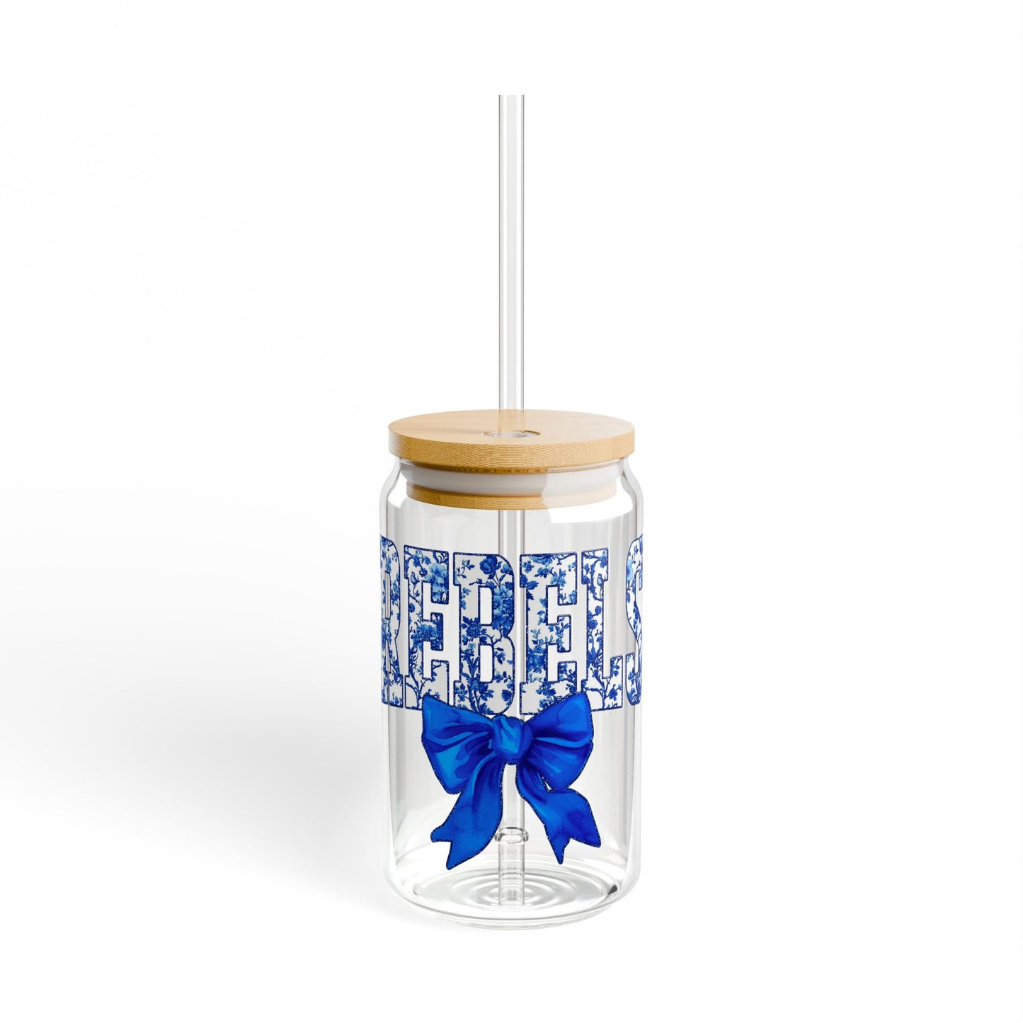 University of Mississippi 16oz Glass with Cute Bow | Glass Tumbler with straw, Ole Miss Tumbler, University of Mississippi Glass Tumbler