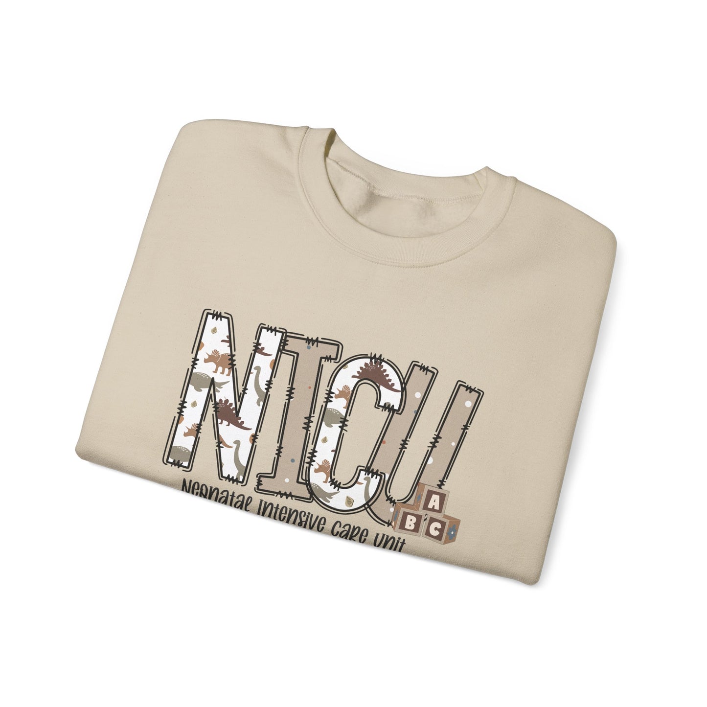 NICU Dino Nurse Crewneck Sweatshirt - Healthcare Worker Gift, Hospital Apparel, Medical Professional Clothing, Nurse Appreciation, RN Gift