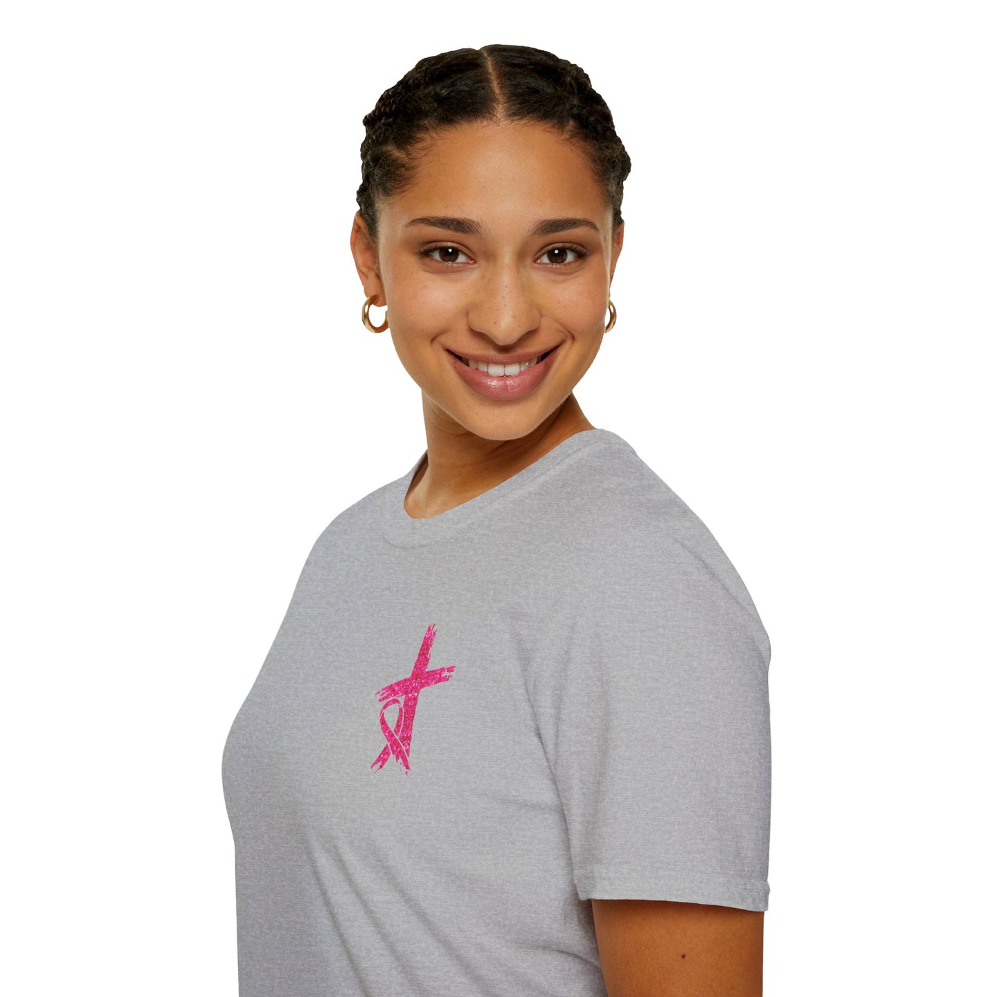 Breast Cancer Awareness, Breast Cancer, Faith, Hope Cure Inspired Softstyle T-Shirt, Inspirational Gift, Cancer Awareness Shirt, Luke 1:37