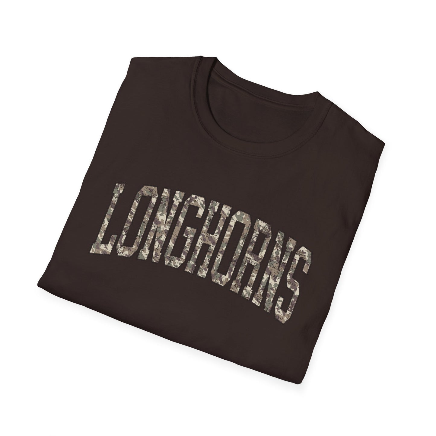 Longhorns Camo Softstyle T-Shirt | Distressed Hunting Style | Texas Game Day Apparel